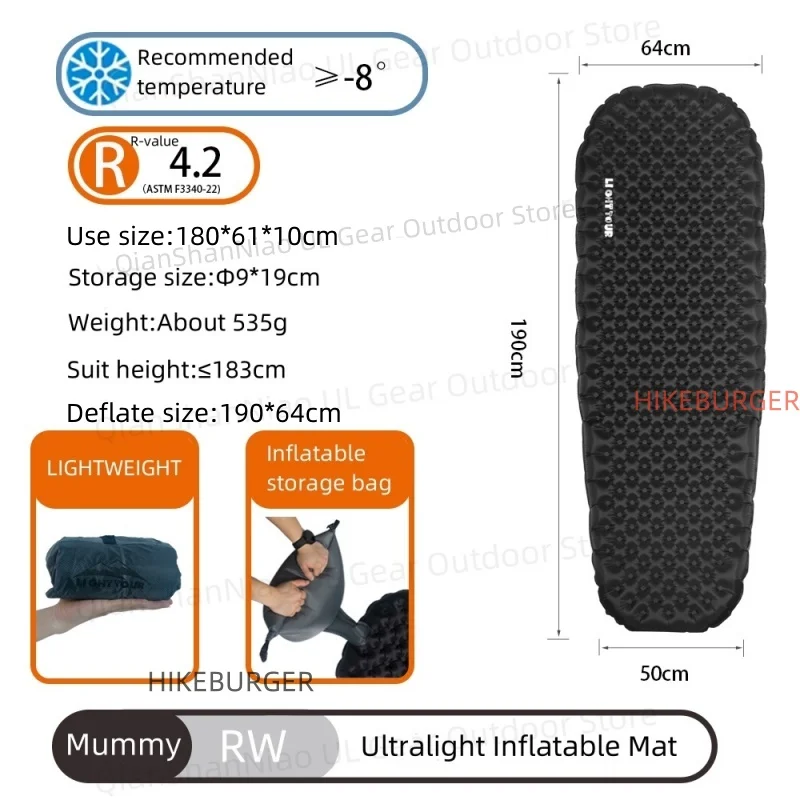 Light Tour R Value 7.5 Camping Inflatable Mattress Outdoor Portable Sleeping Pad Ultralight Hiking Single People Mat R4.2/R3.5 image 3