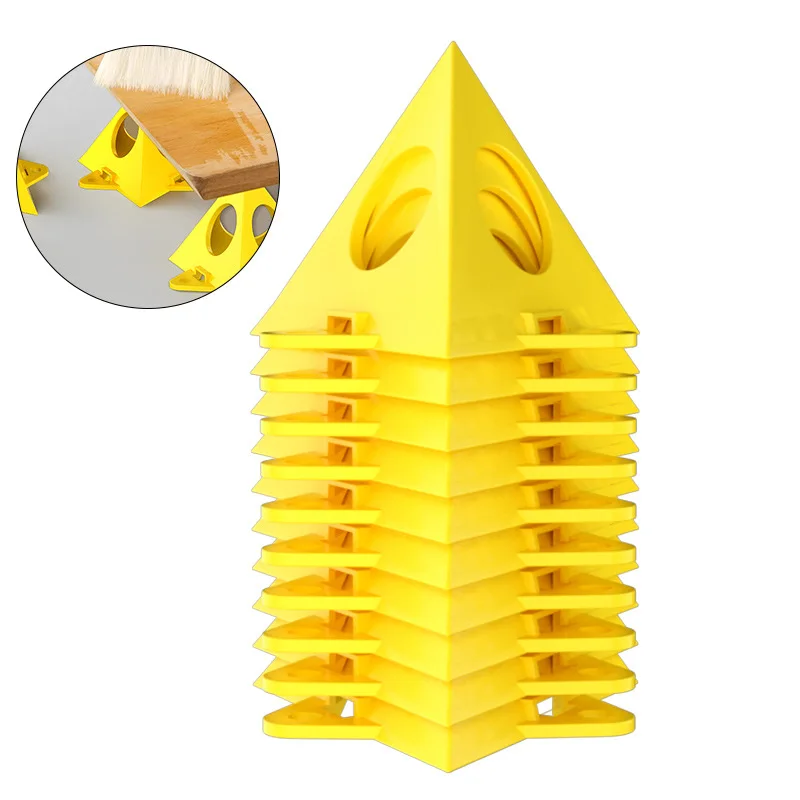 10 PCS Woodworking Paint Bracket Set Yellow Painted Plastic Cushion Block Spray Painting Air Dry Coated Triangular Bracket