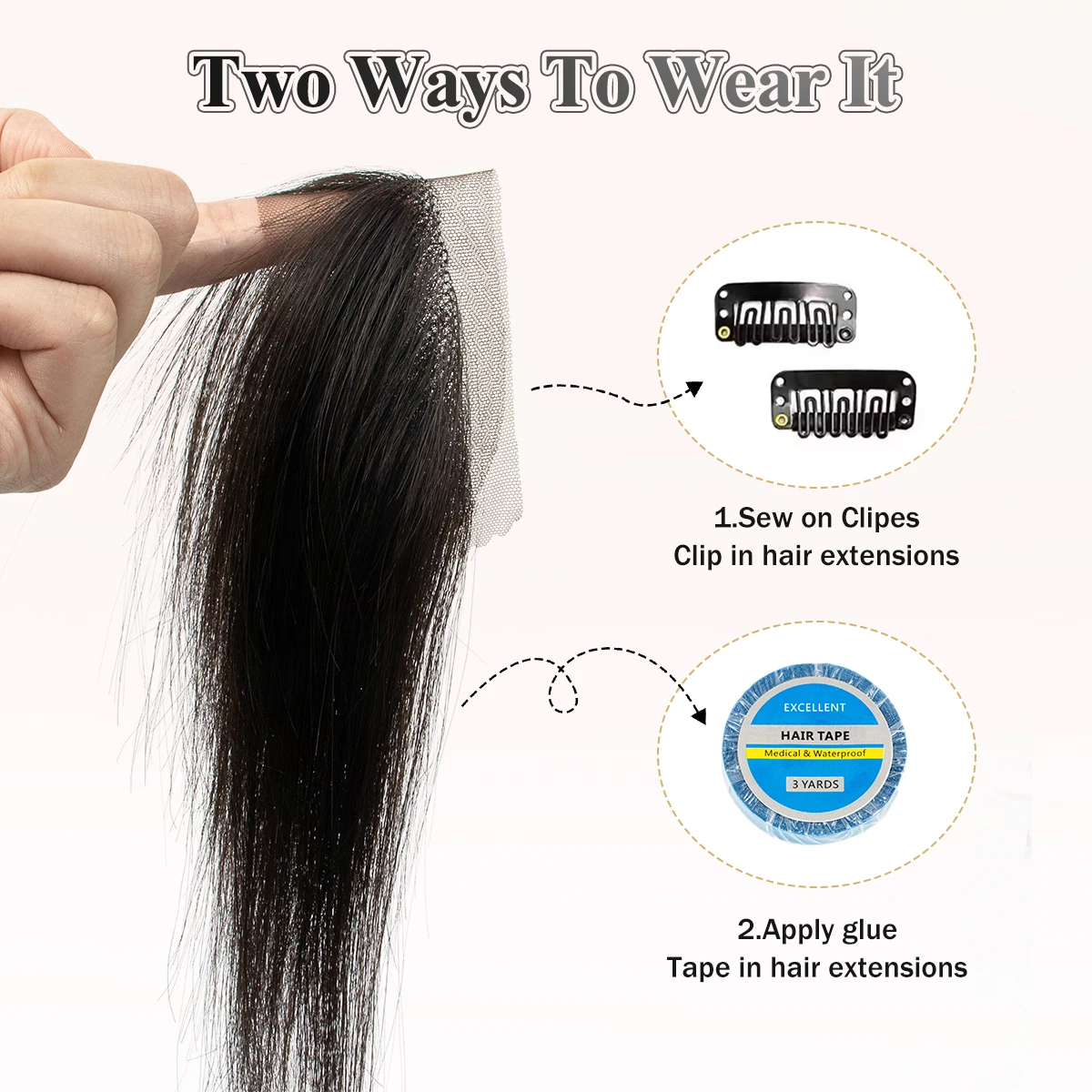 Invisible Breathable Smooth Bangs Lace Base Human Hair Air Bangs Human Hair Sided Bangs Real Hairpiece for Women Daily Use