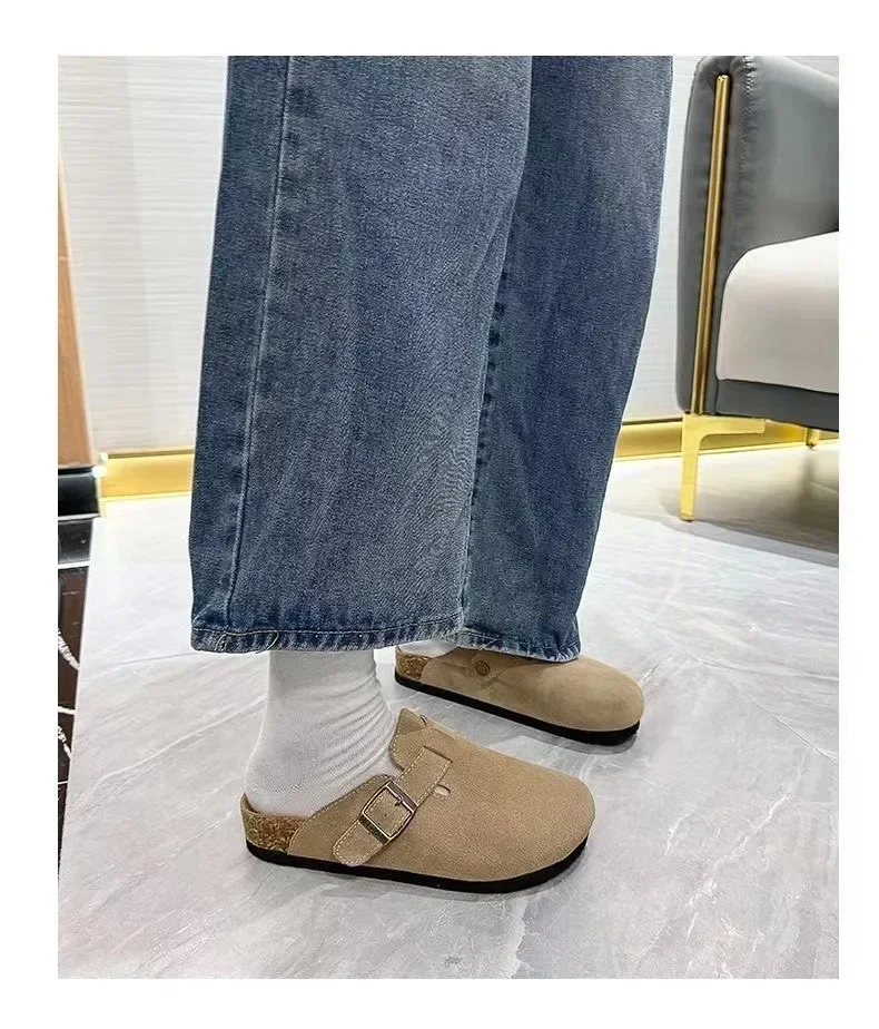 2026 Damen Retro-Korkfußbett-Clogs, geschlossene Zehenpartie, flache, rutschfeste Slip-On-Schuhe, bequeme Freizeitsandalen für den Außenbereich – Detail 9