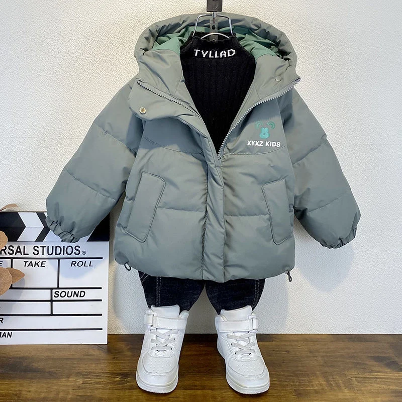 Boys Down Cotton Jacket Windbreak Outerwear 2024 Hooded Thicken Winter Autumn Sport Warm Christmas Gift Children's Clothing