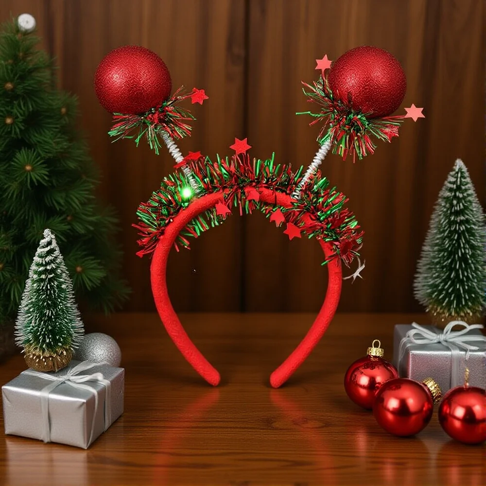 1Pcs Christmas Headband Christmas Ball Headbands Hair Hoop Christmas Costume Props Christmas Hair Accessories for Women Adults