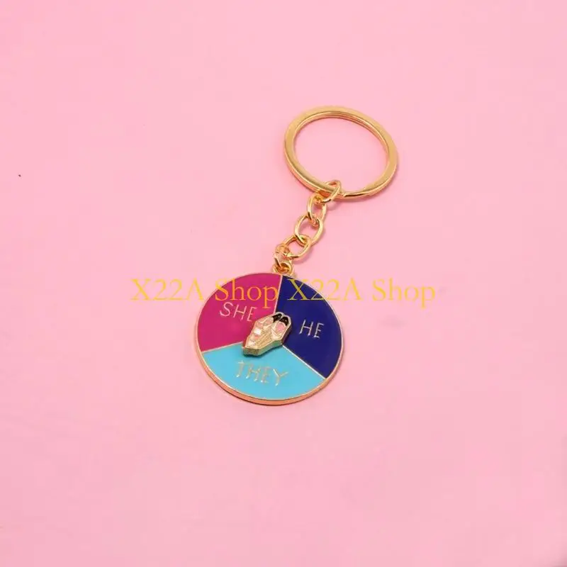 Unique Spinner Pronoun He She They Brooch Metal Enamel Pin Badge with Rotatable Pointer