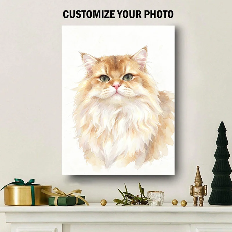 Personalized pet watercolor painting canvas printing works, custom-made wall decorations featuring your pet's photos