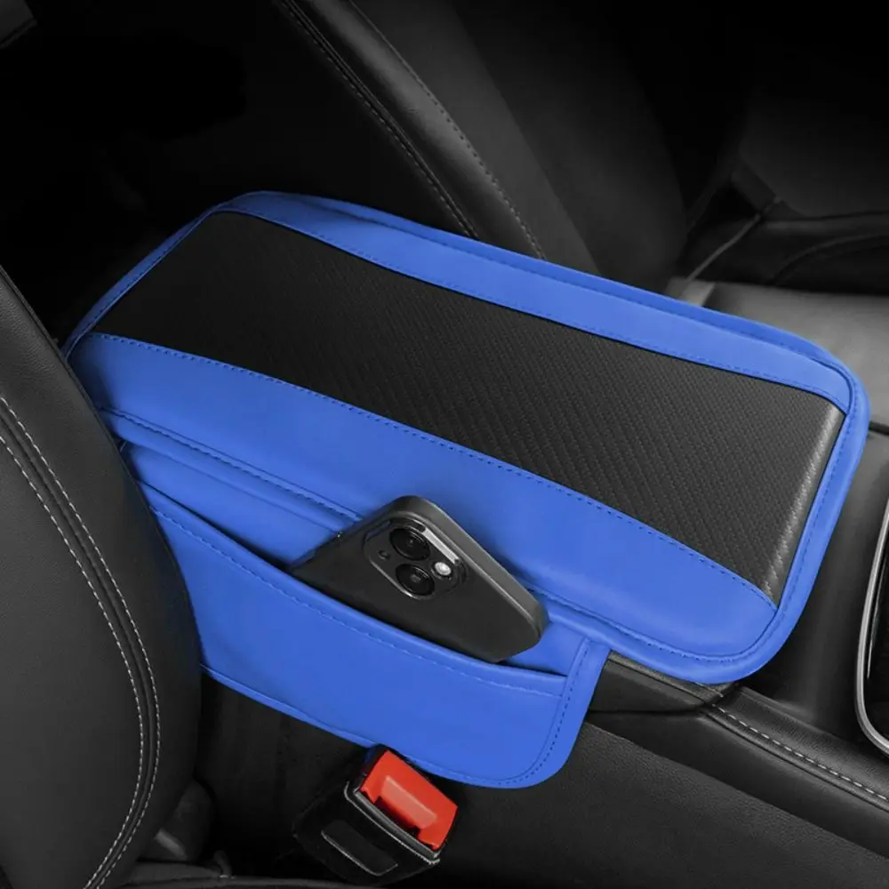 New Carbon Fiber Car Armrest Pad Universal Multifunctional car interior Height Increasing Storage Bag