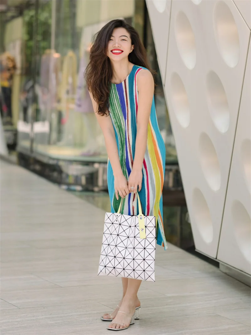 

Женское длинное платье без рукавов, высококачественное, с принтом, элегантное, свободного кроя, летнее, плиссированное.