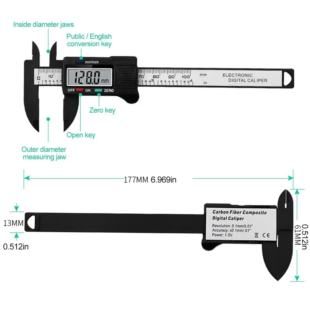 0-100mm Precision Electronic Digital LCD Vernier Caliper Tool Ruler Measuring Tools Gauge Caliber Vernier Dropshipping Wholesale