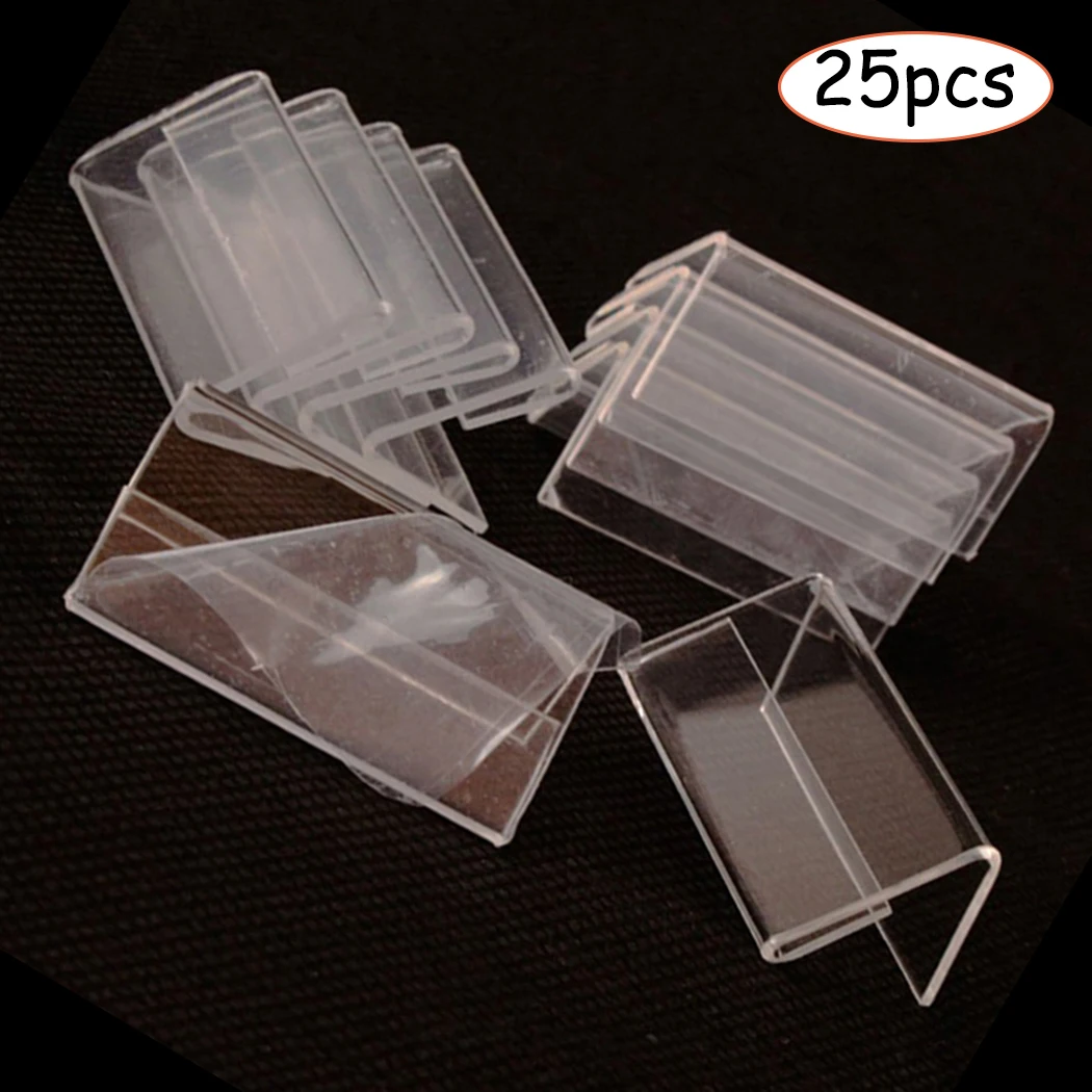 25pcs Price Tag Stand Acrylic L-Shaped Price Tag Price Board Desk Sign Board Transparent Display Stand Poster Rack Desktop Decor