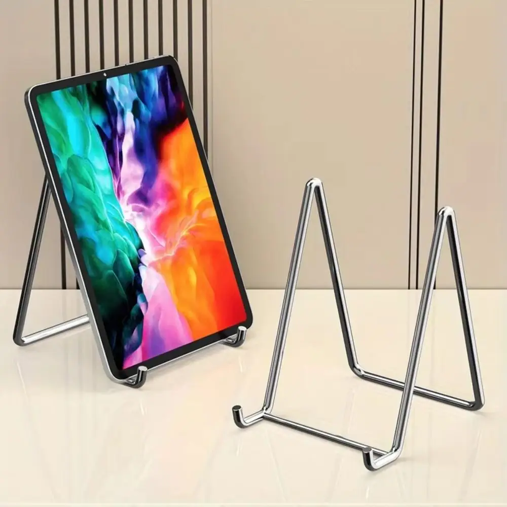 Stainless Steel Plate Stands Space Saving Rust-Proof Picture Book Pedestal Multi Functional Photo Frame Display Stand Home Decor
