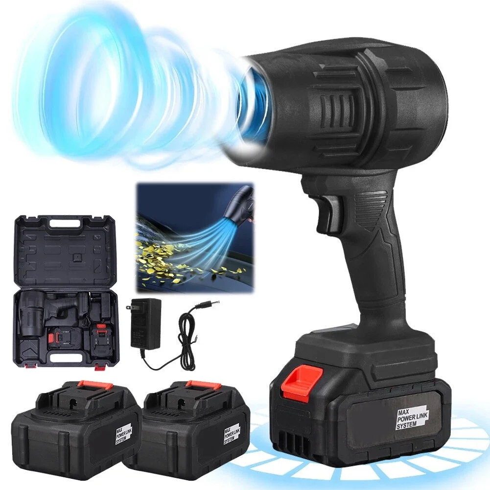 

Электрическая беспроводная воздуходувка для листьев, 36000 об/мин, ручная воздуходувка для листьев, 2 аккумулятора и зарядного устройства