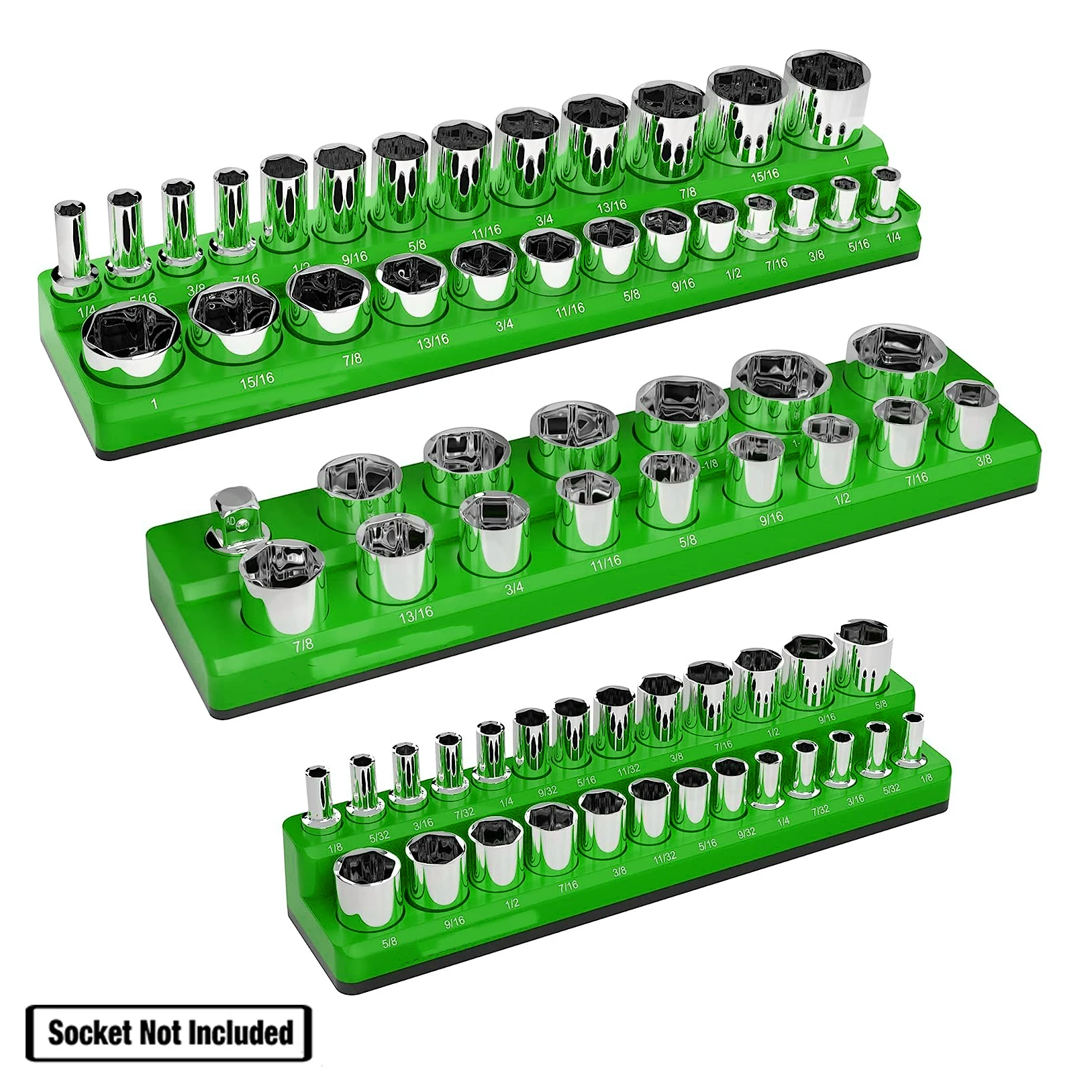 3 قطعة مجموعة حامل تخزين منظم المقبس المغناطيسي 1/4 "3/8" و 1/2 "متري SAE