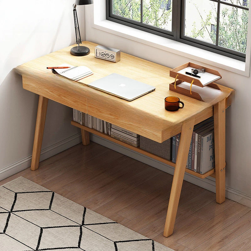 

New Desk Home Solid Wood Leg Desktop Computer Desk Simple Office Bedroom Student