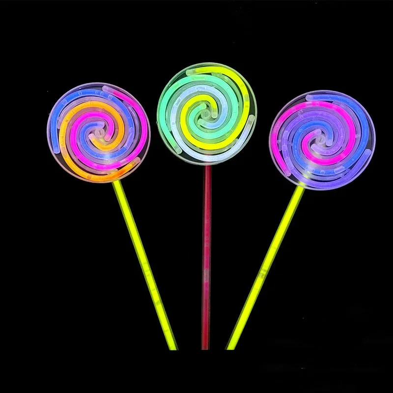 Luminous Lollipop Rotating Windmill Noctilucent Light Stick Happy Birthday Party Decor Let\'s Glow Fluorescent Balloon Kids Favor