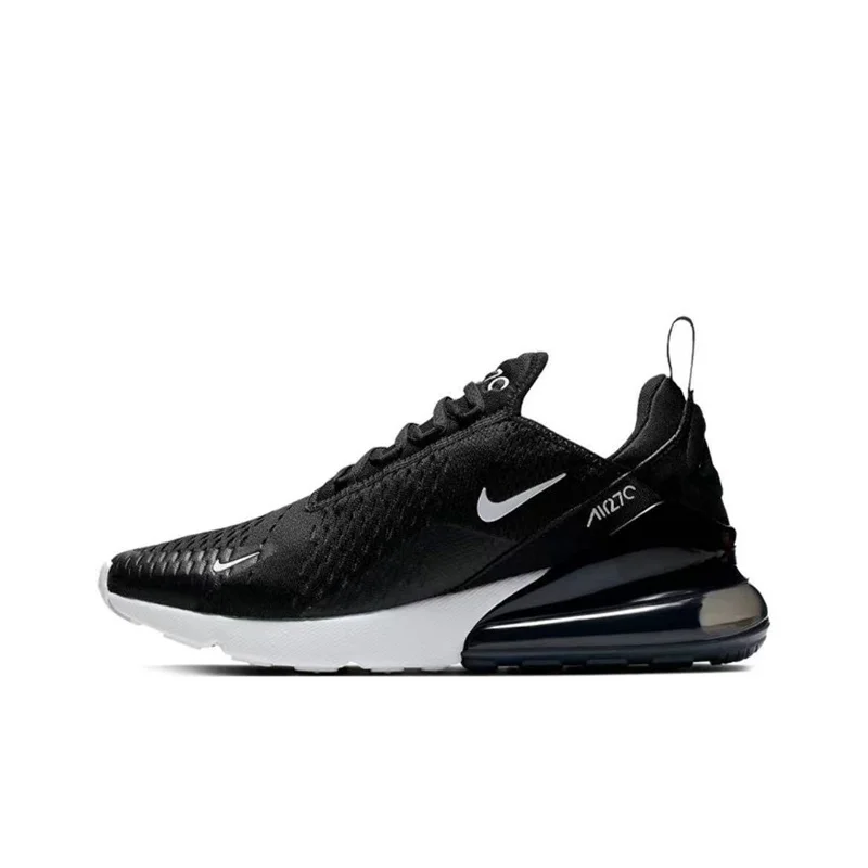 Nike Air Max 270 Mesh Shock Absorption Non-Slip Abrasion Resistant Low Top Air Cushion Running Shoes Unisex Black & White