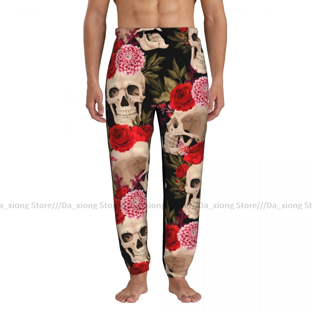 Man Casual Pants Skulls And Roses Casual Trousers Sport Jogging Tracksuits Sweatpants Male Pants