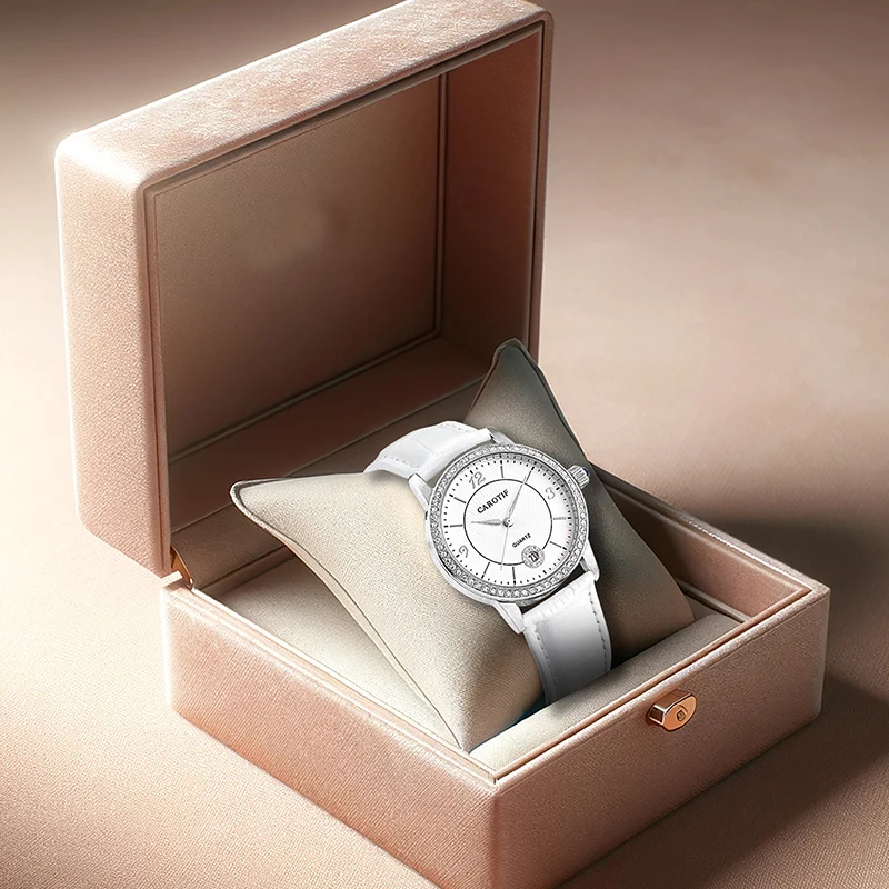 

Женские серебристо-белые повседневные минималистичные кварцевые часы из искусственной кожи в корейском стиле с календарем