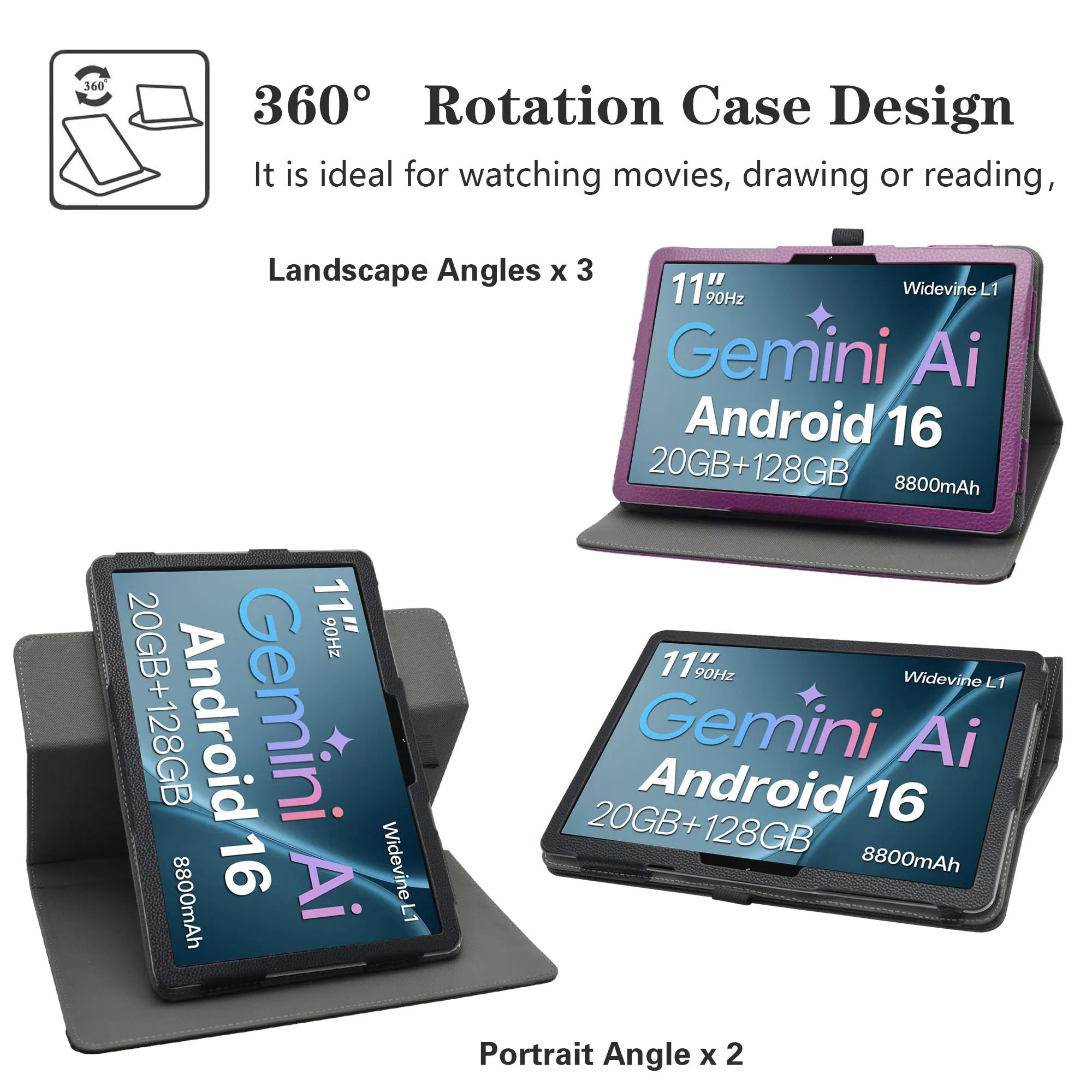 For TIGERFU M518/TIGERFU LS1111 11 inch Tablet Case , 360 Degree Rotary Rotating PU Leather Cover