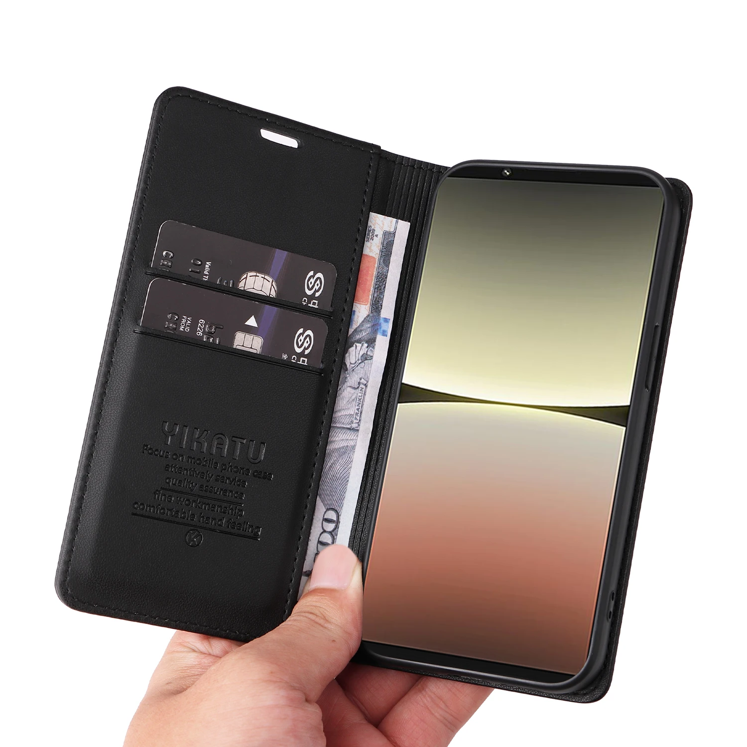 

YIKATU-001 Phone Wallet Case For iPhone 16 15 14 13 Pro Max 12 11 XS XR 6 7 8 SE2 Magnetic PU Leather Flip Stand Cover Skins New