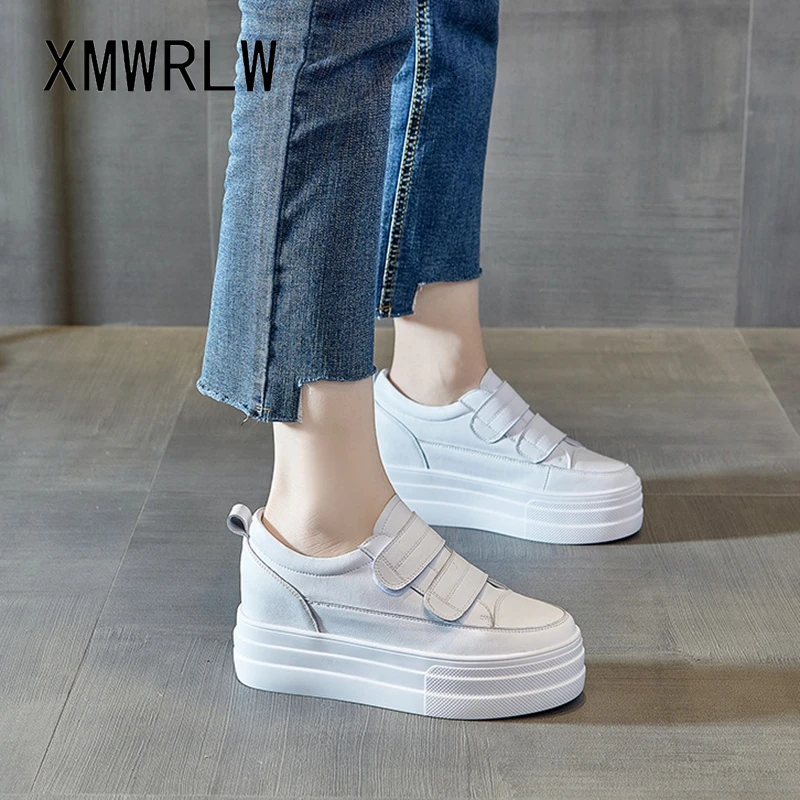 

Women's Sneaker Leather Platform Shoes 2022 Spring Autumn Hidden Heel Woman Chunky Sneakers Female Platform Shoes Casual Sneaker