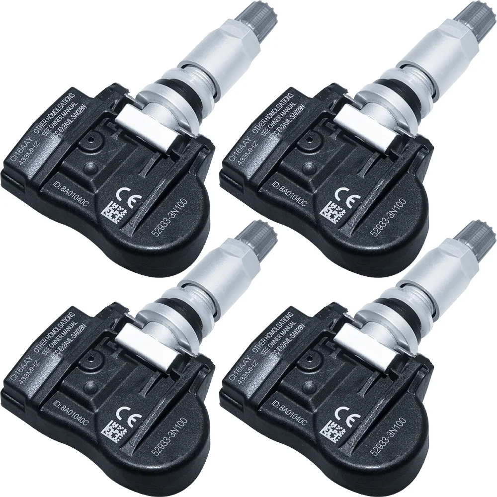 4PCS Car Tire Pressure Sensor TPMS 433MHz For Hyundai Accent 04/2011-12/2021 Grand SantaFe Optima Rio OEM 529333N100 529332M650