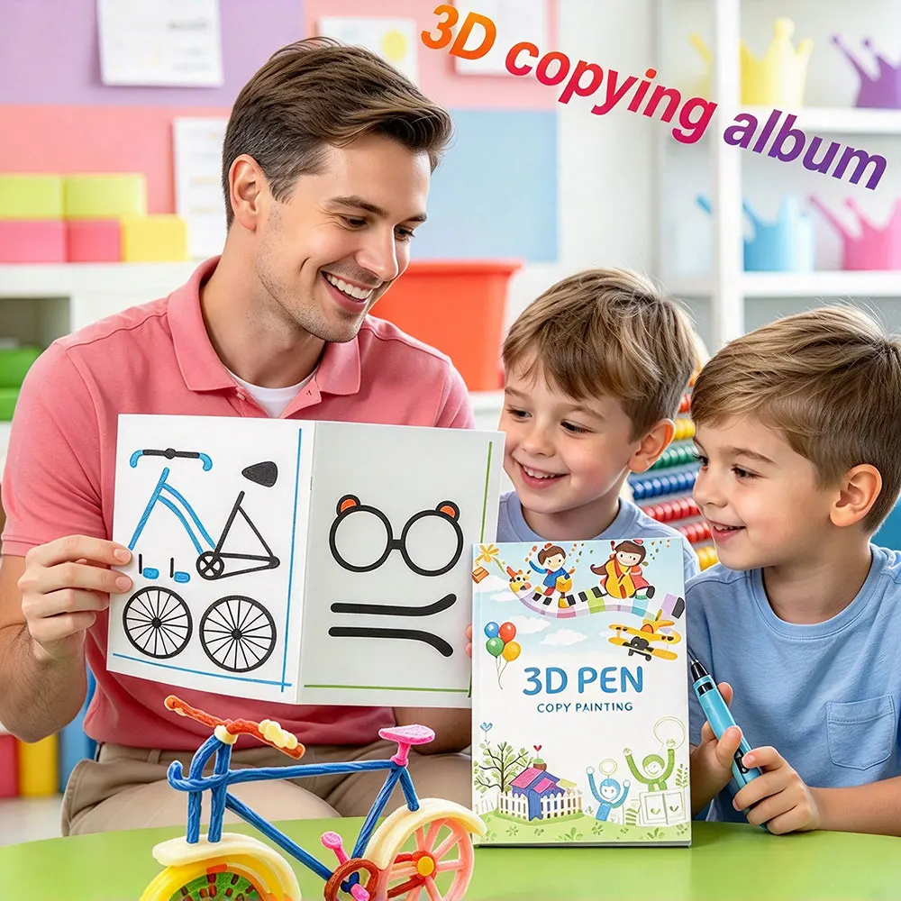 3D Printing Pen Drawing Book Reusable Colorful 40 Pattern Thick Paper Clear Plate Painting Graffiti Template for 3D Pen Kid Gift