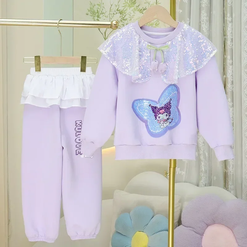 

Spring Autumn Kawaii Sanrio Kuromi My Melody Anime Long Sleeved Shirt Trousers Set Cute Children Ins Fashion Clothing Gifts Toys