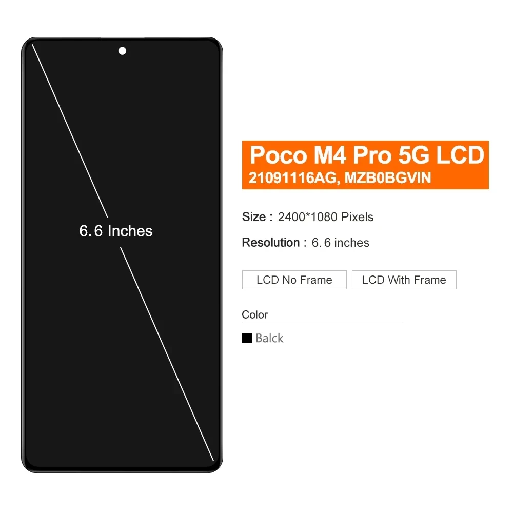 LCD For Xiaomi Poco M4 Pro 5G 21091116AG LCD Display Touch Screen Digitizer Parts For Pocophone M4 Pro 4G MZB0B5VIN 2201117PI