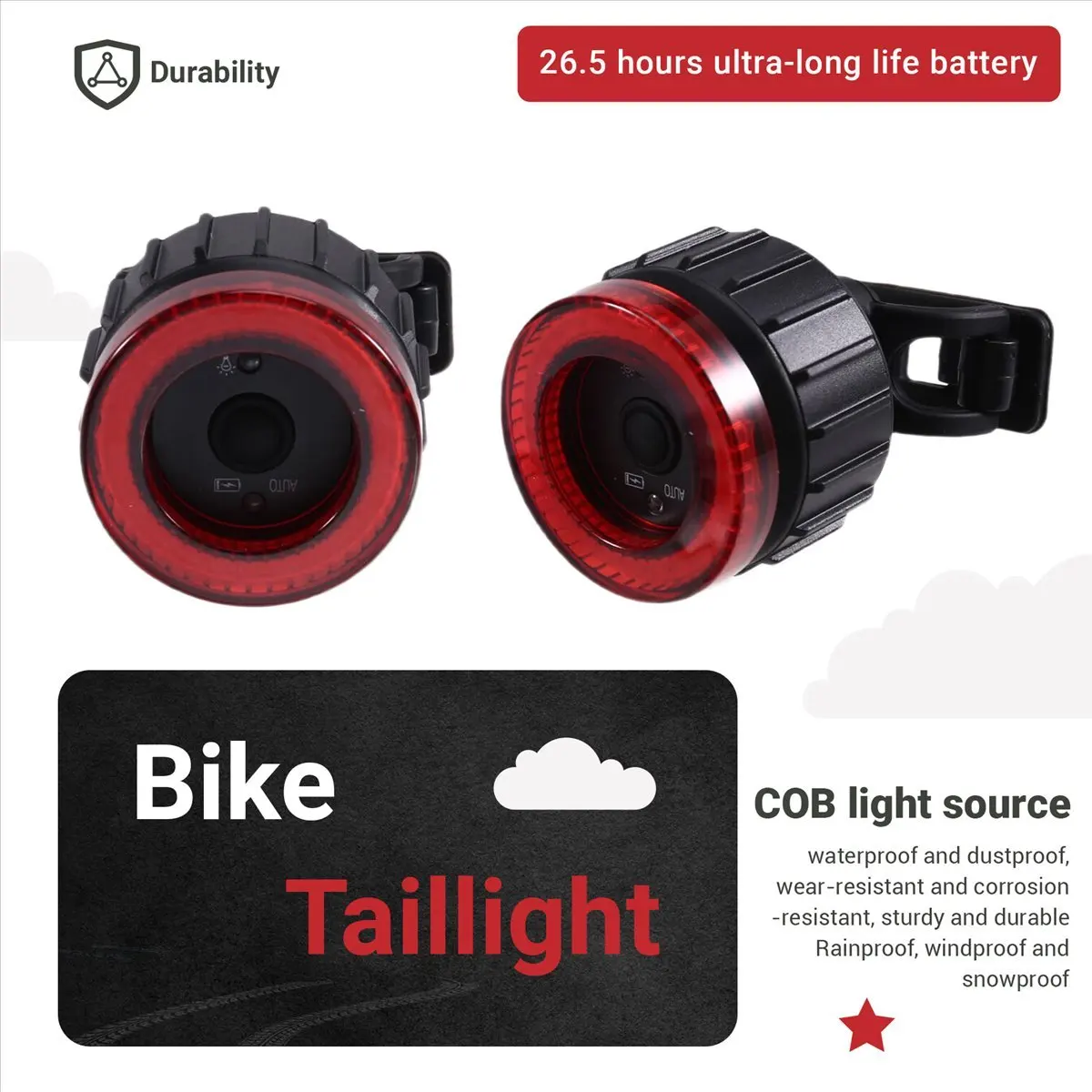 Oct.829   Bicycle Intelligent Brake Taillight Cob Large Aperture Seat Post Cushion Taillight Bike Intelligent Brake Taillight