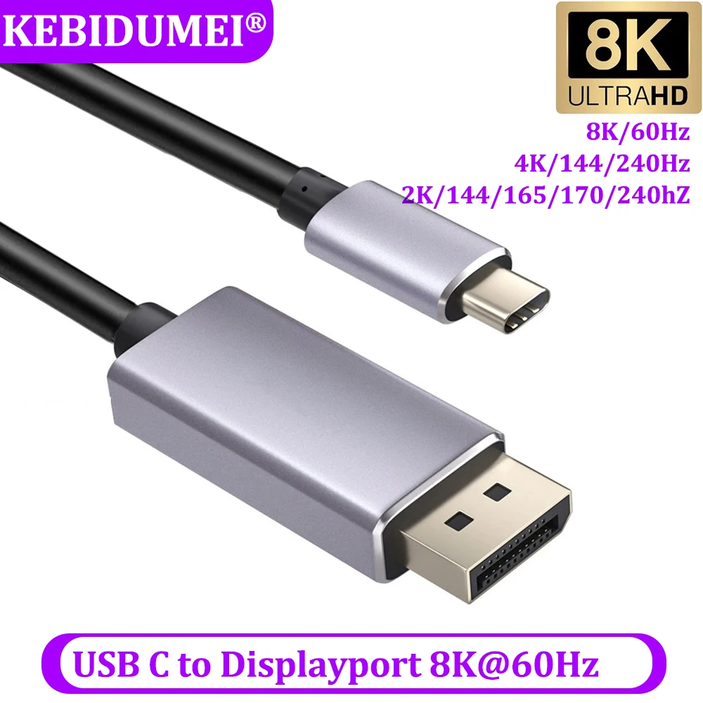 USB-C to DisplayPort Cable 8K@60Hz TYPE-C to DP Cable Type C 3.1 to 4K 120Hz Displayport 1.4 Cable For MacBook Air Pro Samsung