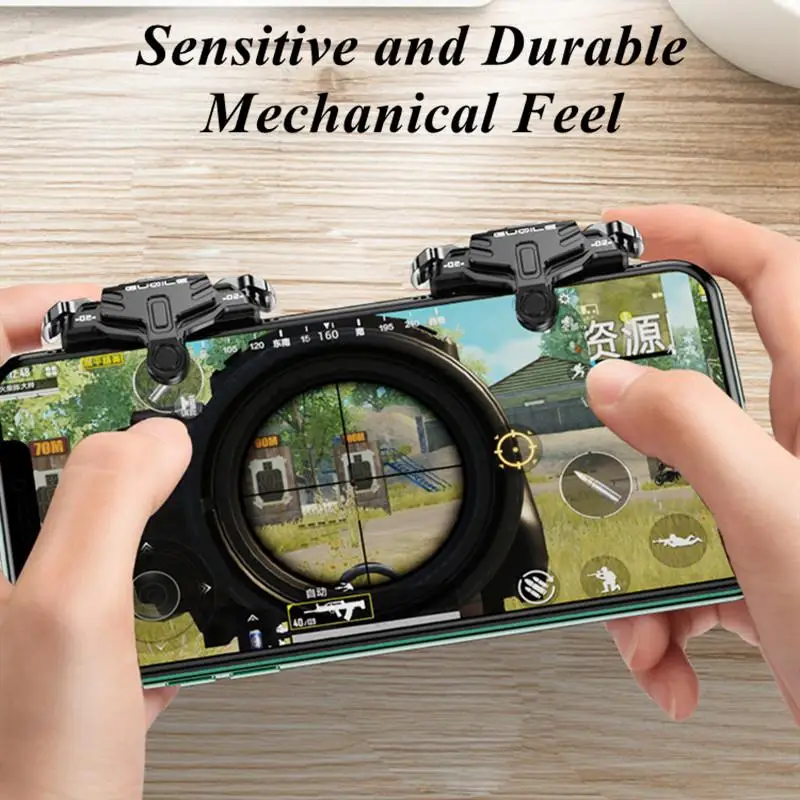 Gt02 Joystick de Tiro Móvel, Game Trigger, Compatível para Pubg Aim, Controlador de Botão de Tiro, Gamepad para iPhone, Android, 2PCs