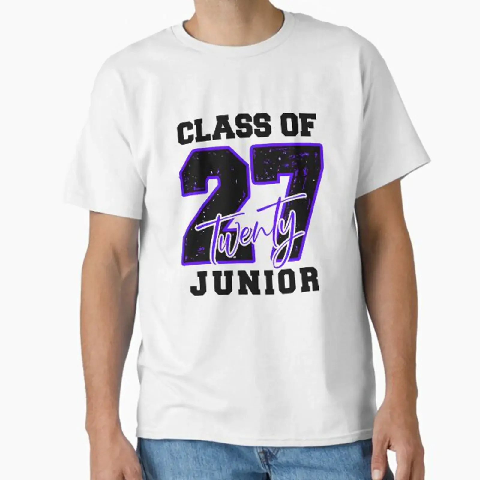 Class Of 27 Twenty Junior Graduation Year 2027 Classic T Shirt vintage Washed Comfortable homme Breathable designer clothes