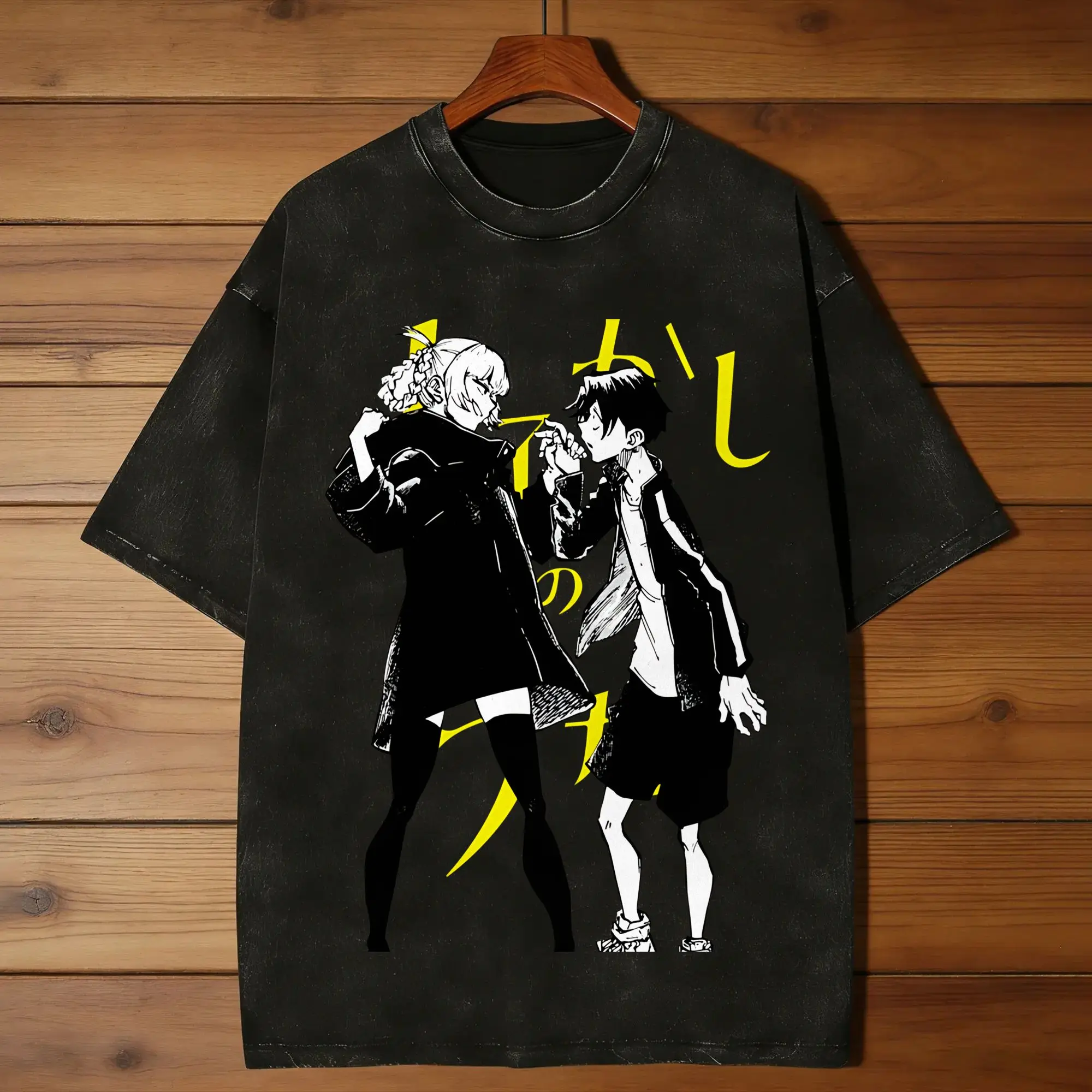 Harajuku Washed T-Shirt Call of the Night Nazuna and Kou Cotton TShirts  Tee Shirt for Couple Summer Y2K Classic Casual Clothing