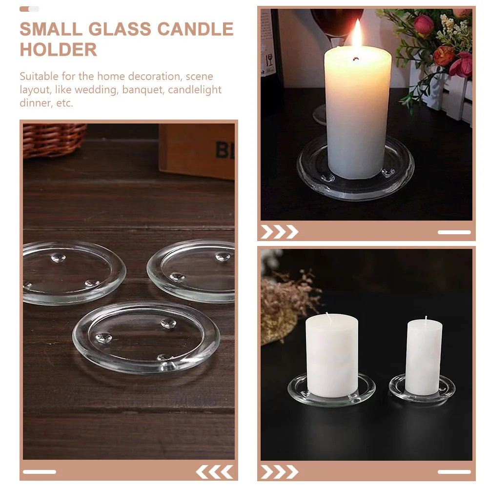 

5Pcs Glass Plates Pillar Holder Trays Round Decorative Coasters Small for Wedding Home Banquet Candlelight Dinner