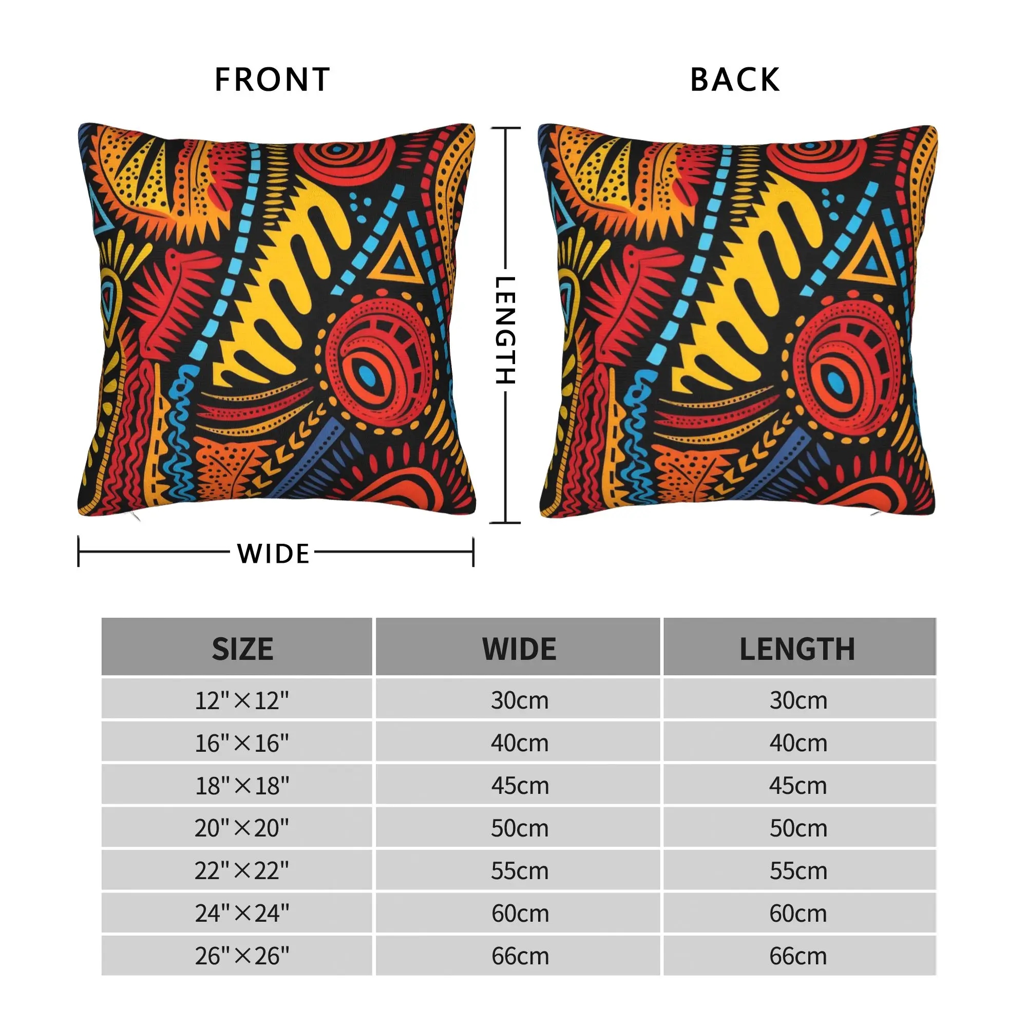 Colorful Traditional Ethnic Tribal Kizomba Square Pillowcases Couch  Cushion Cover Cute Home Decoration Pillowcase 40*40