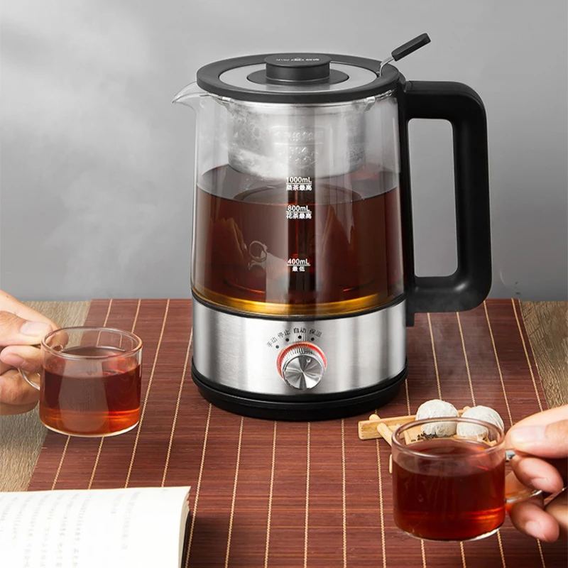 1L غلاية كهربائية صانع القهوة صانع الشاي الأسود pu 'er الزجاج غلاية كهربائية إبريق الشاي البخاري التلقائي من نوع مجموعة غلاية شاي كهربائية