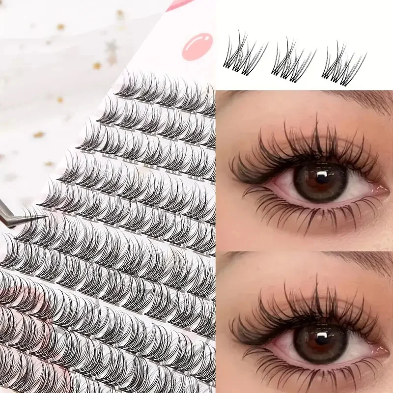 Set de pestañas postizas fáciles de aplicar, estilo caricatura grueso con apariencia natural, ideal para principiantes, gruesas y esponjosas, paquetes cruzados realistas, diseño curvo, reutilizables 3