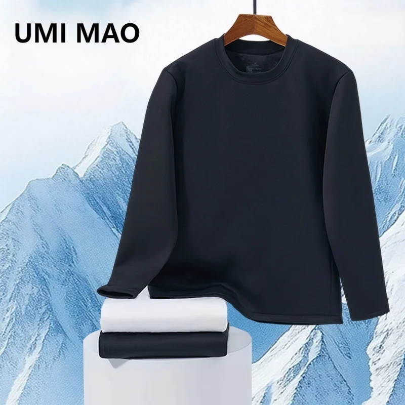 UMI MAO [Machine Washable Goose Down T-shirt] Autumn Winter Inner Layer Goose Down Long-sleeve T-shirt For Men Women Round-neck