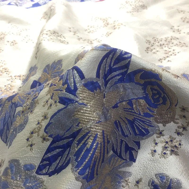 Jacquard Brocade Gold Silk Fabric European Brand Fashion Design for Dress Autumn Winter Crisp by the Meter for Sewing Materi Diy