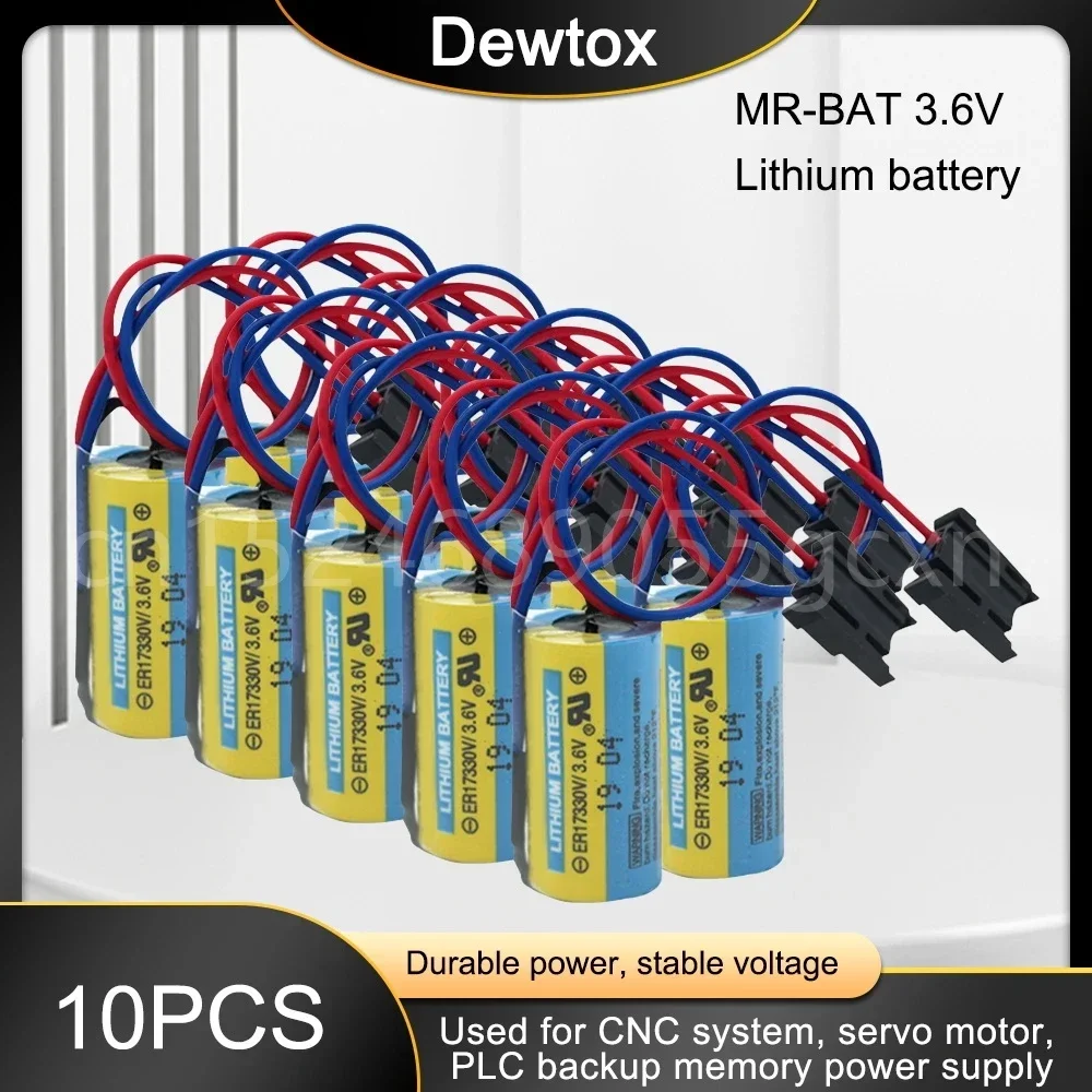 10PCS 3.6V 1700mAh MR-BAT ER17330V Battery with Plug for CNC Machine Tools Server Programmer 1700mAh PLC Lithium Batteries