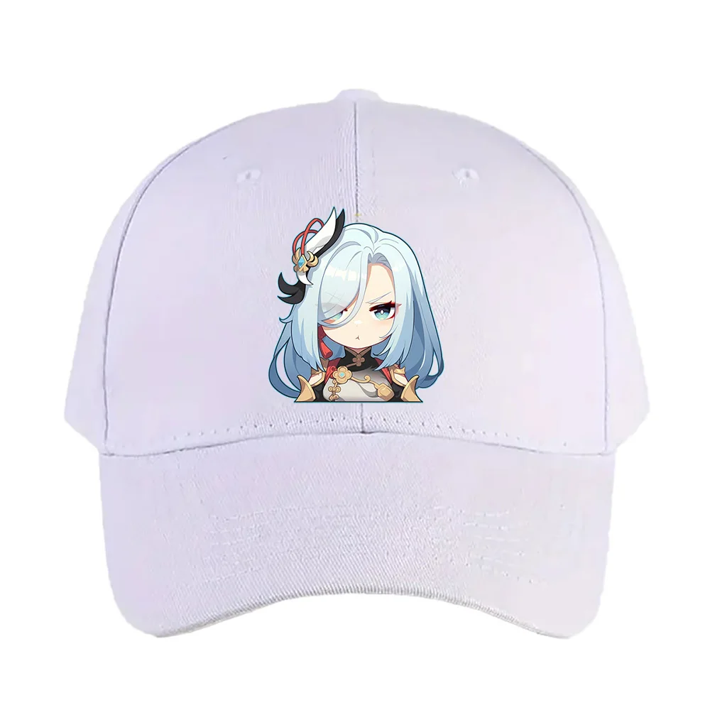 Czapka Shenhe Genshin Impact Chibi Kawaii Zła Zadziorna Zrywana Usta Tryb Relaksu Letnia Damska Męska Dorosła Casualowa Czapka Baseballowa Regulowana Czapka typu Trucker