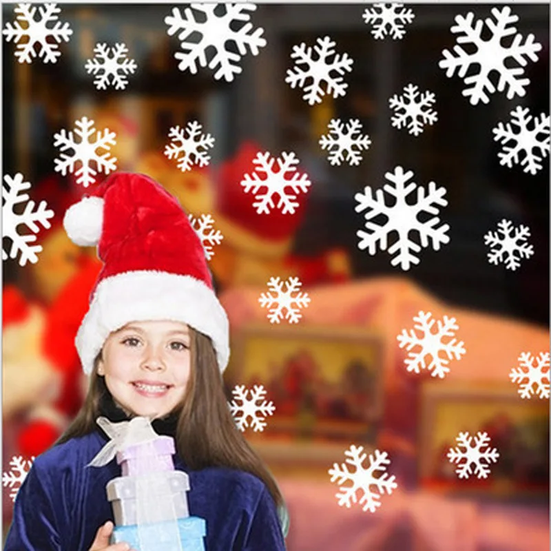 Snowflake Glass Window Decals 2-sided Visible Electrostatic Vinyl Stickers for Home Shop Rooms Decoration Removable