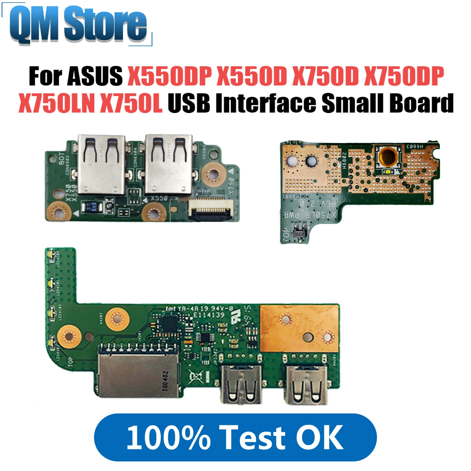 

For ASUS X550DP X550D X750D X750DP X750LN X750L X756U X756UX X756UA USB interface small board tested good