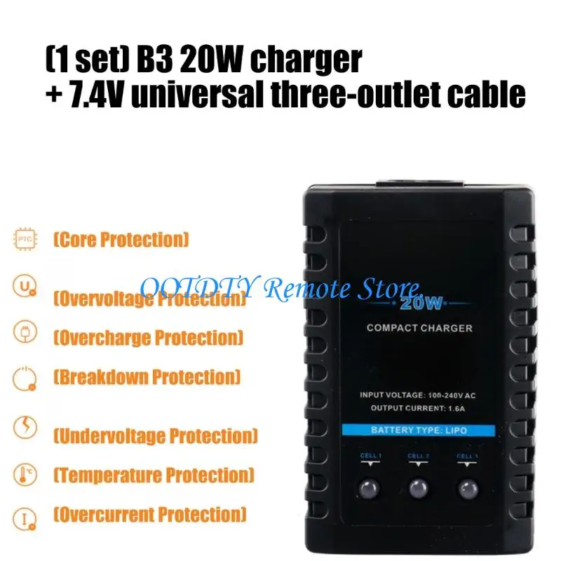 Replacement 7.4V Battery Set, B3 20W Compactly LiBattery Charging Adapter