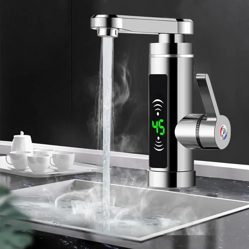 3000 W Electric Tap 360° Rotatable Instantaneous Water Heater Hot Water Tap with LED Temperature Display for Kitchen Bathroom