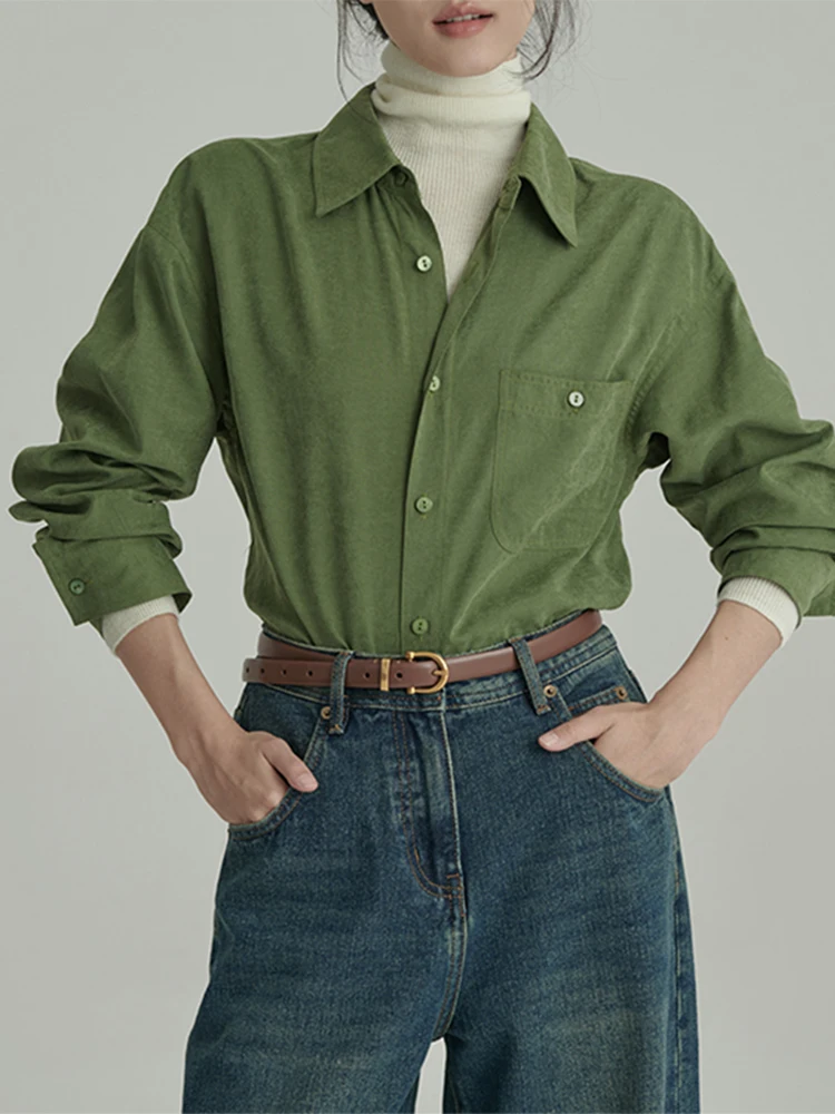 

Женская утепленная бархатная рубашка Dopaamine для ранней весны, базовый слой для многослойного ношения, простой повседневный стиль, с длинным рукавом, на пуговицах