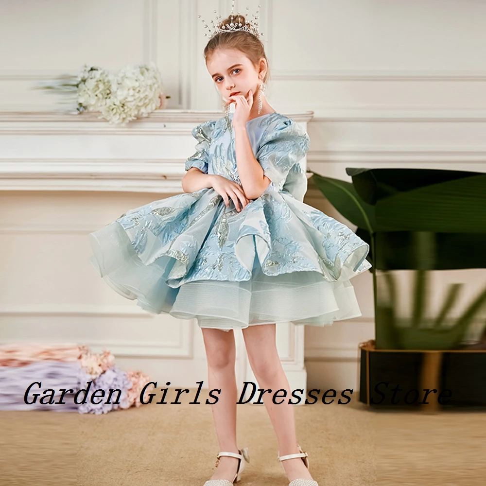 

Charming Half Sleeve Flower Girls Dresses with Sequined 2024 Summer A Line Christmas Dresses for Princess فستان عيد الميلاد