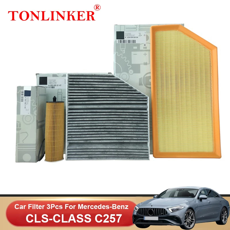 TONLINKER Cabin Air Filter Oil Filter For Mercedes Benz CLS-Class C257 2018-2022 CLS 350 350d 400d 450 Sport AMG CLS 53 4MATIC