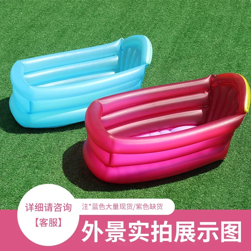 Baby Inflatable Bathtub, Portable Baby Bath Tub Non-slip Travel Bathtub Mini Air Swimming Pool Child Thick Folding Shower Tub