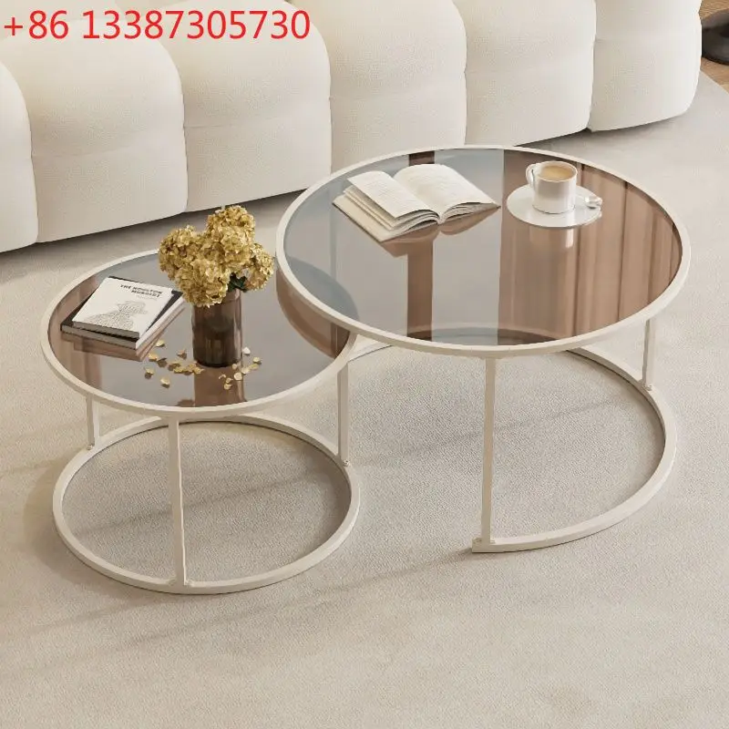 

Кремово-белый круглый журнальный столик для ребенка и мамы, для небольшой квартиры, для балкона, креативный, из стекла Changhong