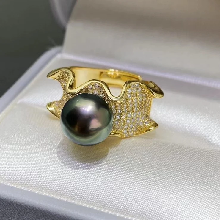 

Великолепное регулируемое кольцо из стерлингового серебра 925 пробы, настройки, крепления, аксессуары, детали для жемчуга 11-12 мм, 5 шт./лот